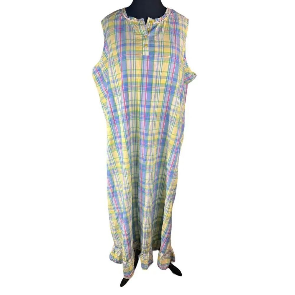Anthony Richards muumuu housecoat dress 4xl plus yellow sleeveless ruffle hem